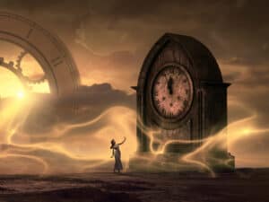 Woman in Front of Clock Woman in Front of Clock
